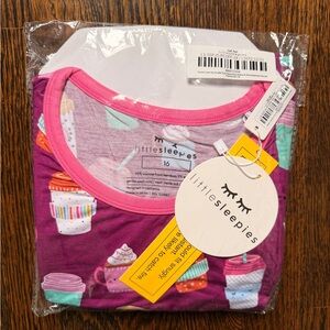 NWT Little Sleepies Purple I Love You a Latte 2pc Short Set size 16